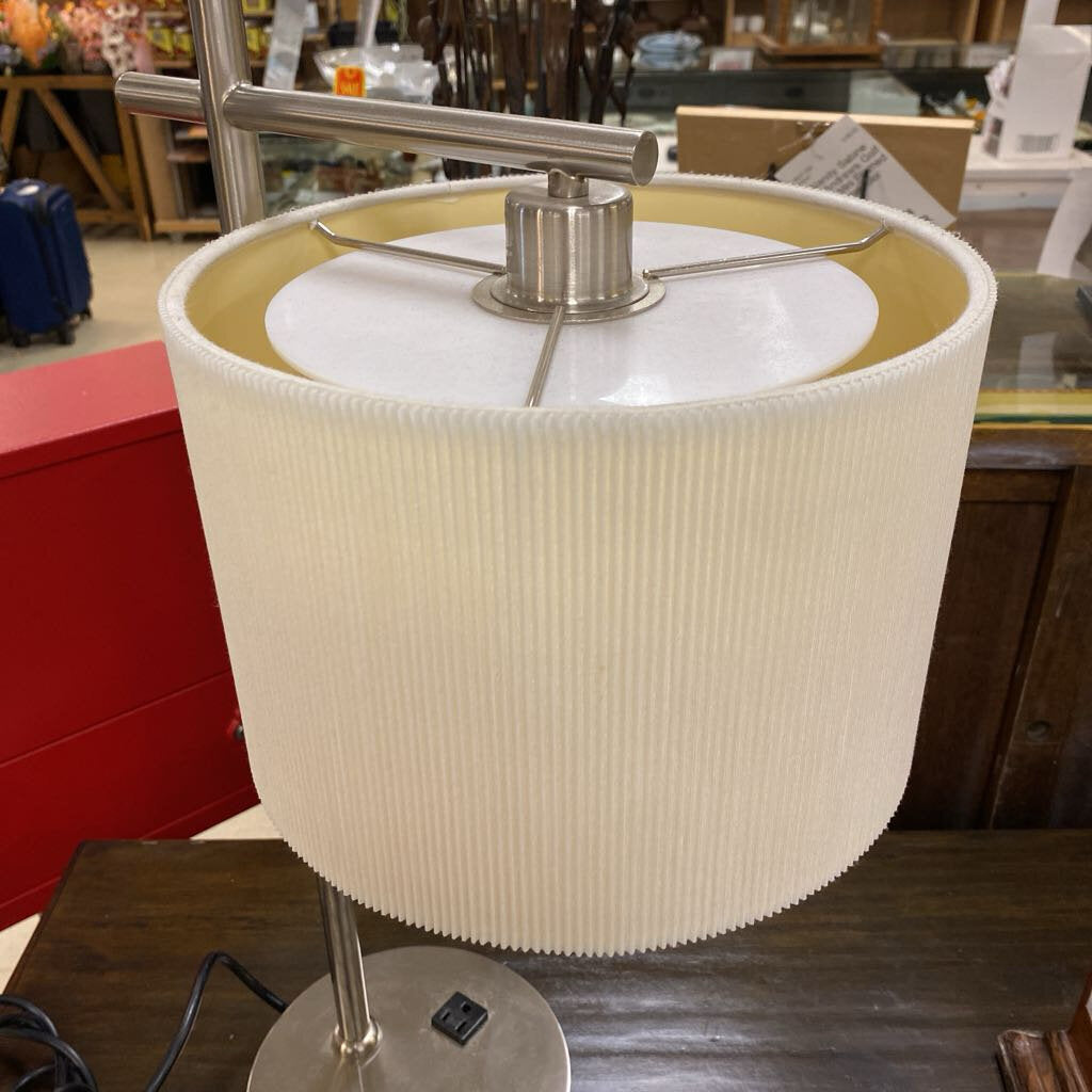 Scott Lamp Company Brushed Nickel Lamp w/ Electrical Outlets