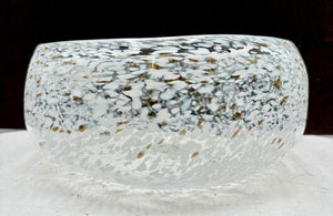 White & Brown Confetti Speckled Blown Glass Bowl
