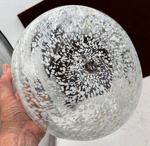 White & Brown Confetti Speckled Blown Glass Bowl