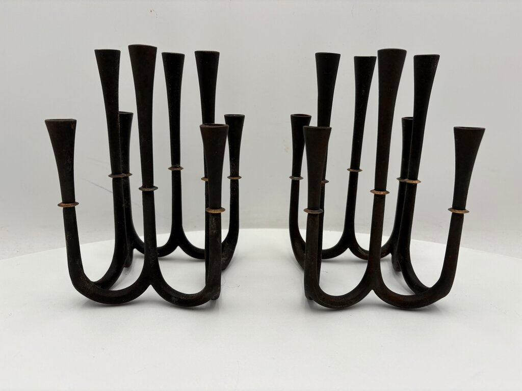 Vintage Dansk Jens Quistgaard Iron & Brass 8 Stick Candelabra