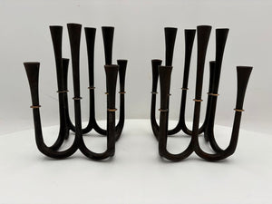 Vintage Dansk Jens Quistgaard Iron & Brass 8 Stick Candelabra