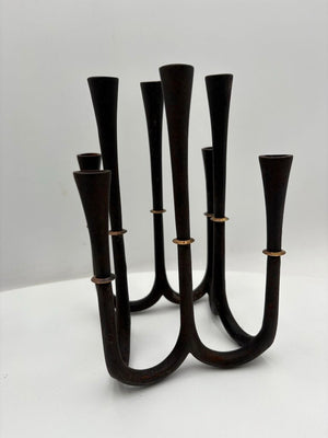 Vintage Dansk Jens Quistgaard Iron & Brass 8 Stick Candelabra
