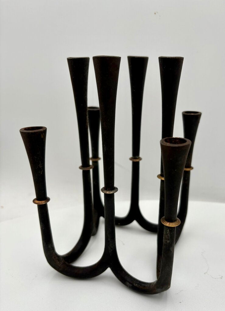 Vintage Dansk Jens Quistgaard Iron & Brass 8 Stick Candelabra