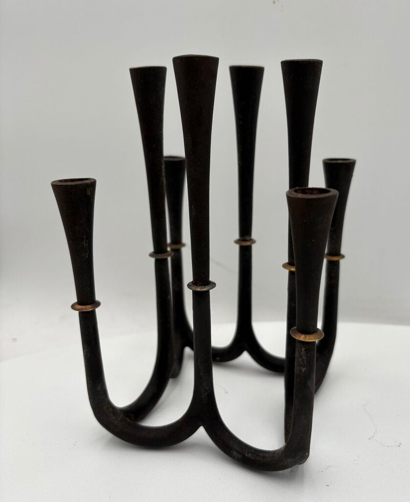 Vintage Dansk Jens Quistgaard Iron & Brass 8 Stick Candelabra
