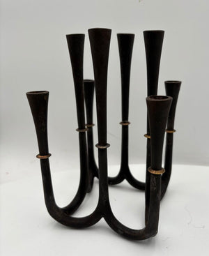 Vintage Dansk Jens Quistgaard Iron & Brass 8 Stick Candelabra