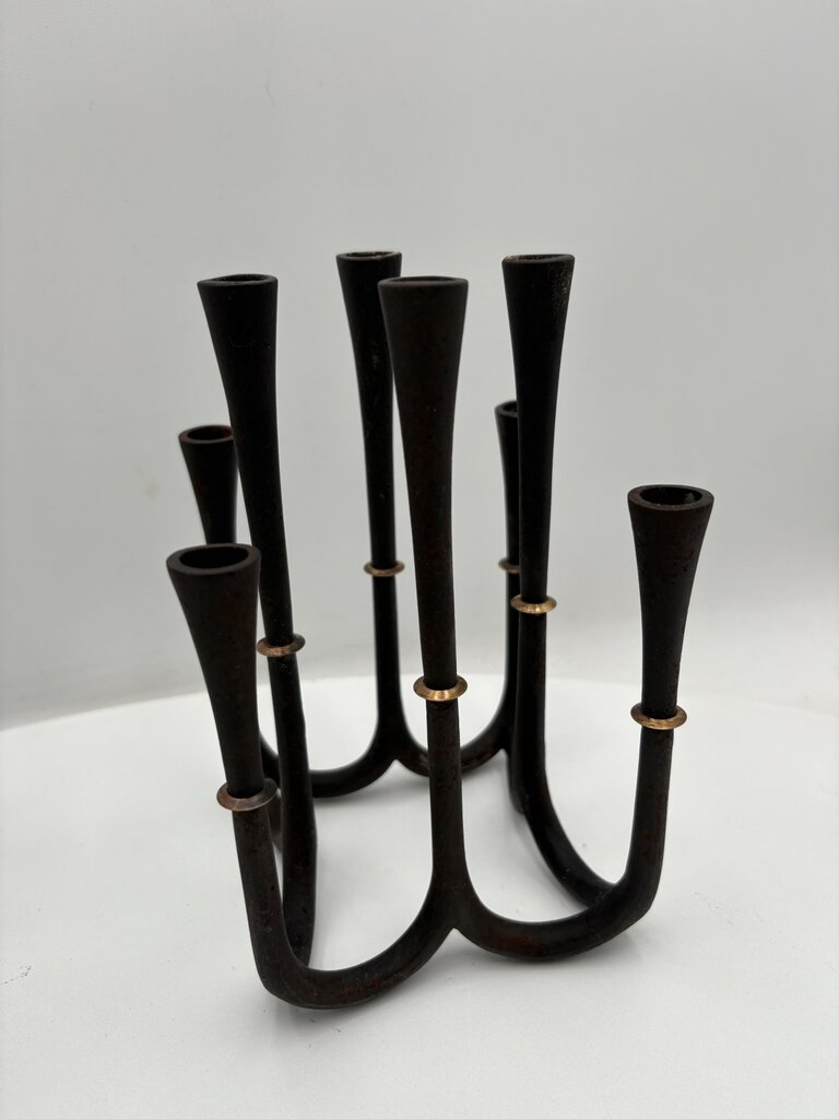 Vintage Dansk Jens Quistgaard Iron & Brass 8 Stick Candelabra