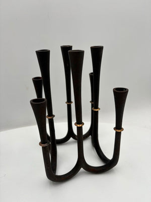 Vintage Dansk Jens Quistgaard Iron & Brass 8 Stick Candelabra