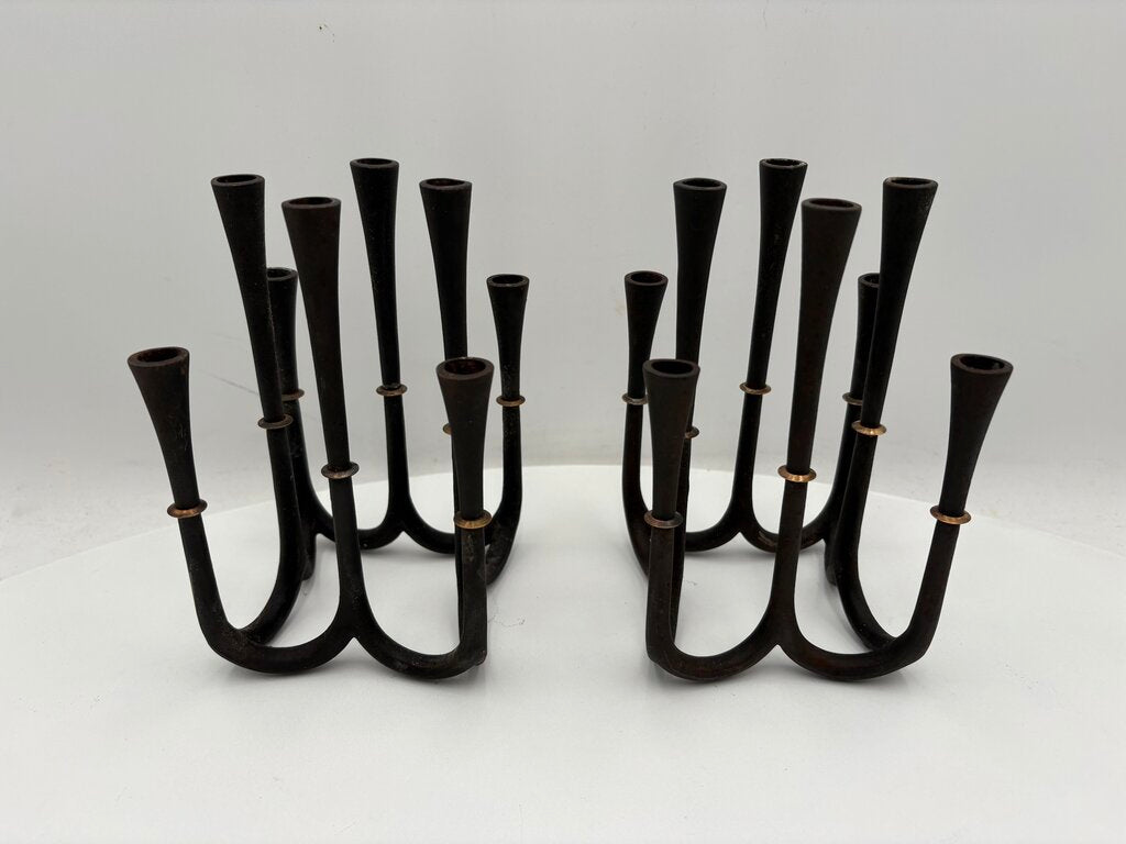 Vintage Dansk Jens Quistgaard Iron & Brass 8 Stick Candelabra