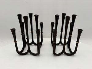 Vintage Dansk Jens Quistgaard Iron & Brass 8 Stick Candelabra