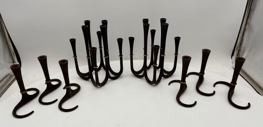 Vintage Dansk Jens Quistgaard Iron & Brass 8 Stick Candelabra