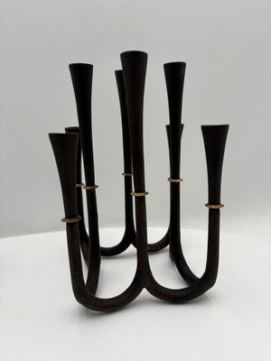 Vintage Dansk Jens Quistgaard Iron & Brass 8 Stick Candelabra