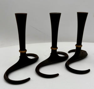 Vintage Dansk Jens Quistgaard Iron & Brass "S" Candle Holders (3Pcs)