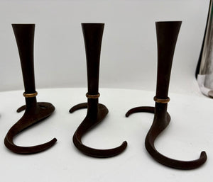 Vintage Dansk Jens Quistgaard Iron & Brass "S" Candle Holders (3Pcs)