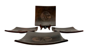 Japanese Square Brown Clay Sushi Plates 8-Inch