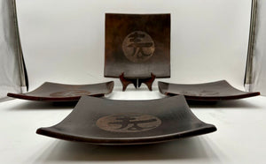 Japanese Square Brown Clay Sushi Plates 8-Inch