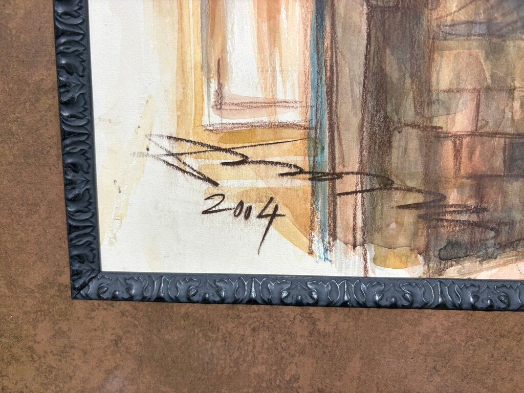 Artist Unknown 2004' Original Watercolor The Charles Bridge Prague Czech Republic