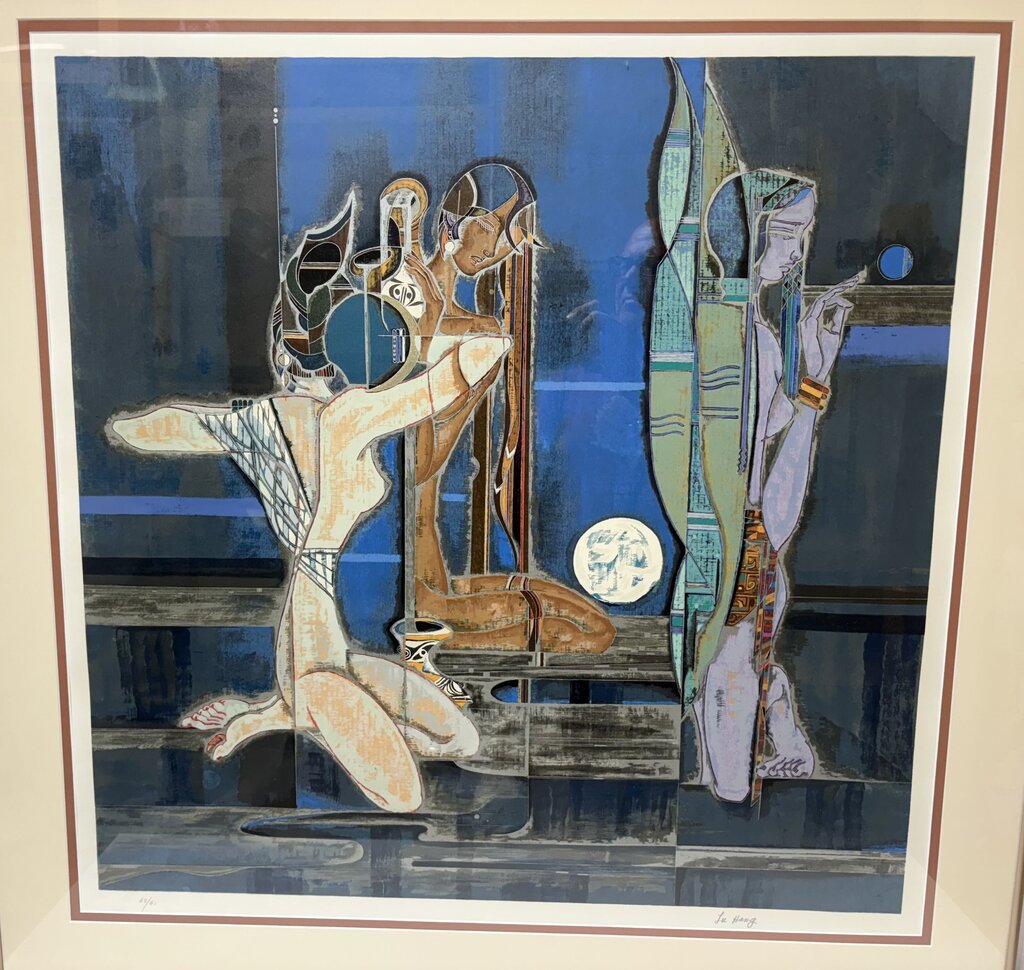 Lu Hong Full Moon & Water #65/68 Signed Serigraph on Rice Paper
