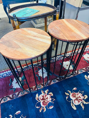 Rustic 15" Round Side Table 21" H