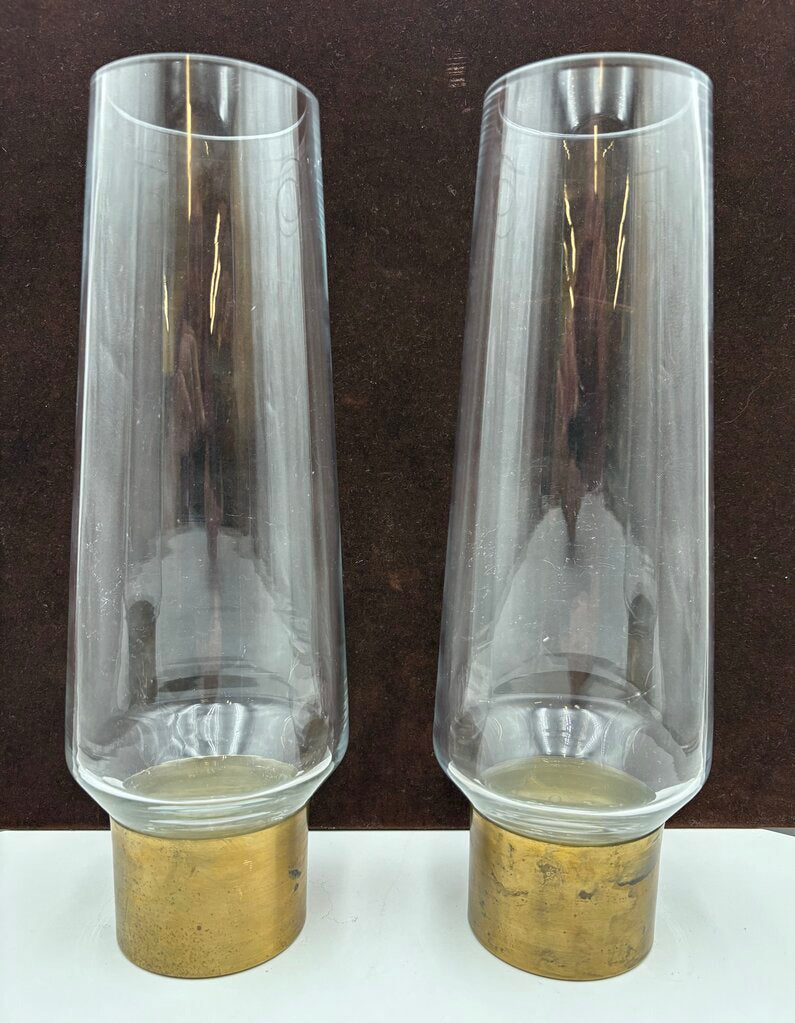 Vintage Unbranded Blown Glass Nobel Ring Vase Candle Holder (PAIR)