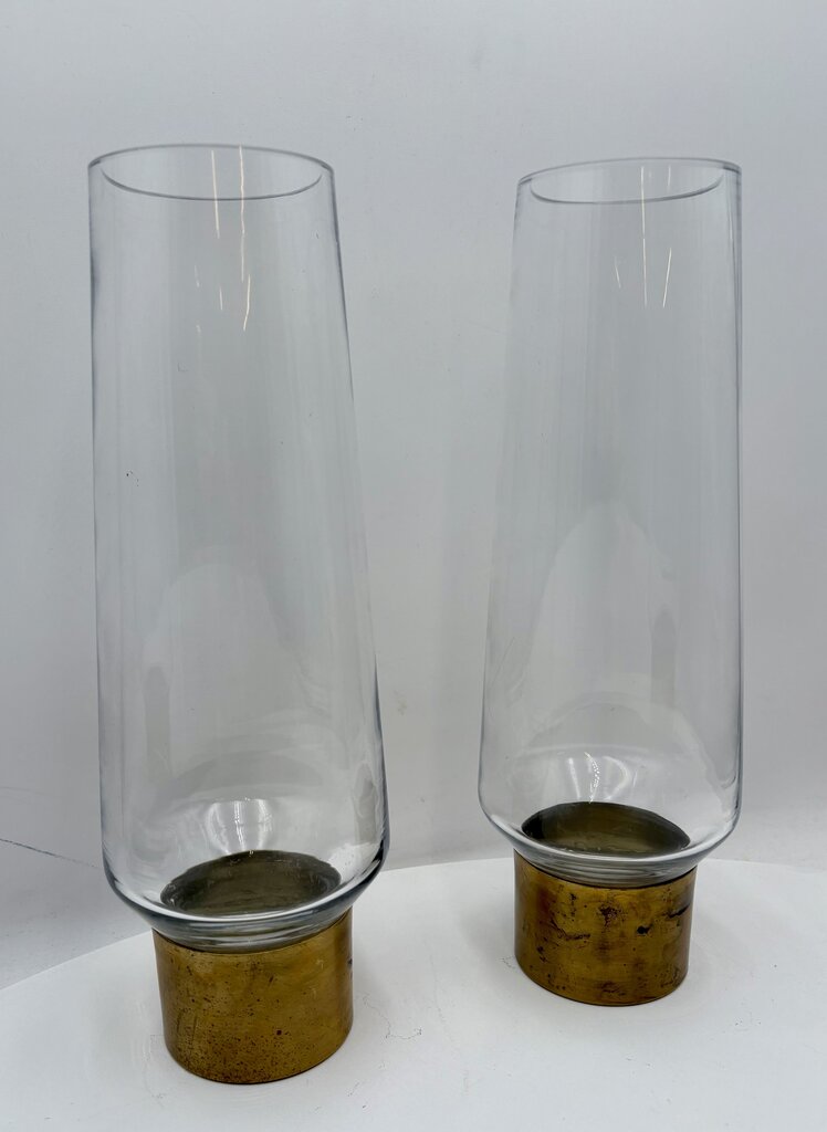 Vintage Unbranded Blown Glass Nobel Ring Vase Candle Holder (PAIR)