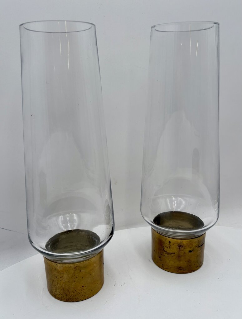 Vintage Unbranded Blown Glass Nobel Ring Vase Candle Holder (PAIR)