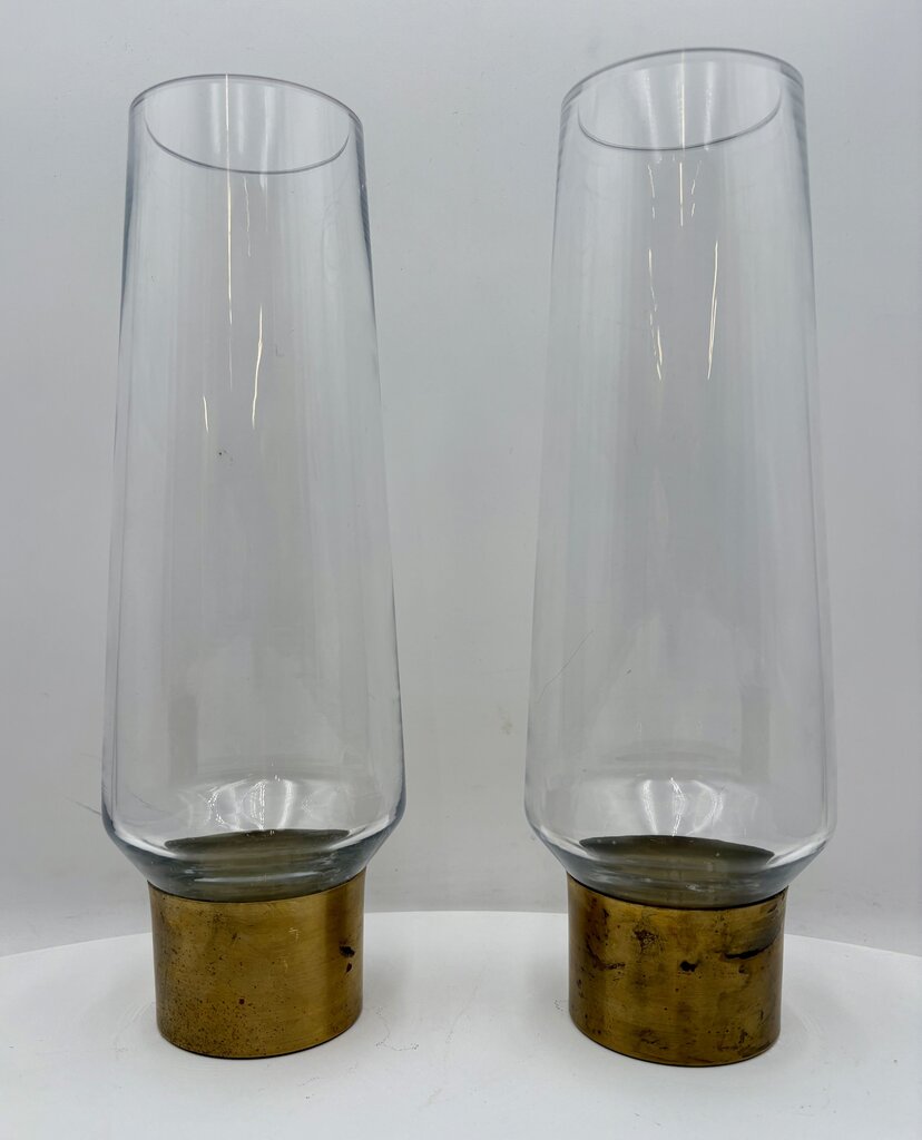 Vintage Unbranded Blown Glass Nobel Ring Vase Candle Holder (PAIR)