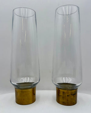 Vintage Unbranded Blown Glass Nobel Ring Vase Candle Holder (PAIR)