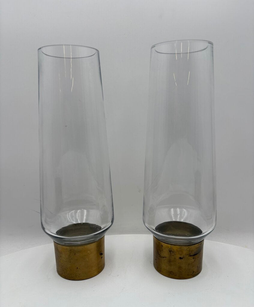 Vintage Unbranded Blown Glass Nobel Ring Vase Candle Holder (PAIR)