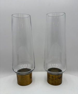 Vintage Unbranded Blown Glass Nobel Ring Vase Candle Holder (PAIR)