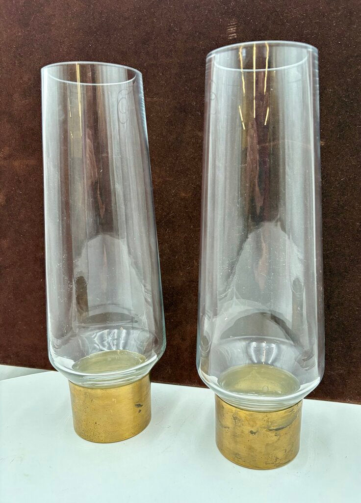 Vintage Unbranded Blown Glass Nobel Ring Vase Candle Holder (PAIR)