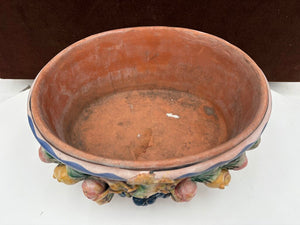 Vintage Vietri Italian Terracotta Fruit Motif Oval Pot