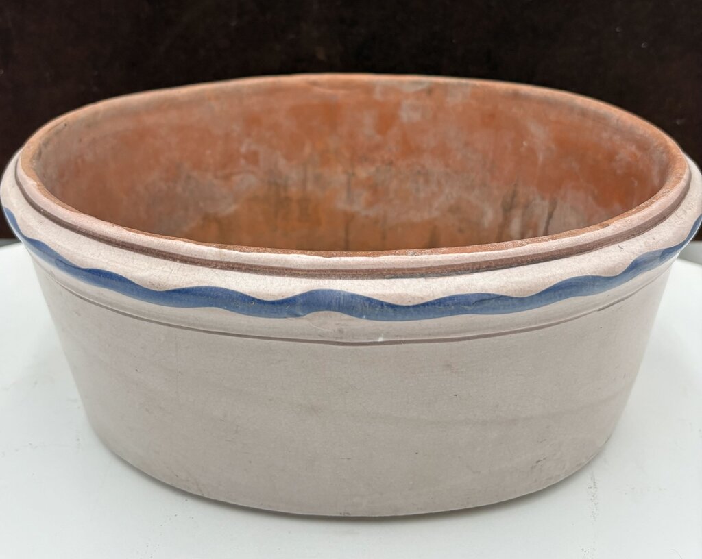 Vintage Vietri Italian Terracotta Fruit Motif Oval Pot