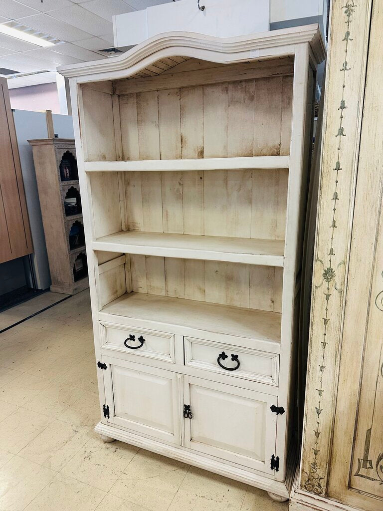 Farmhouse White Bookcase Cabinet 40x12x76
