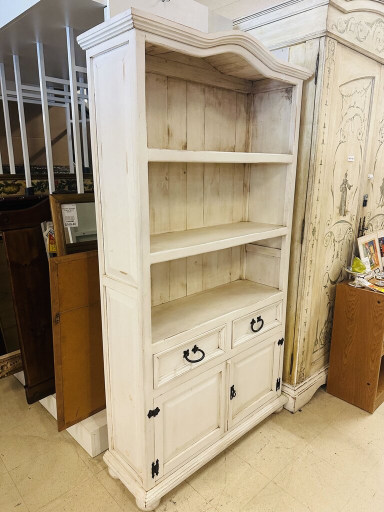 Farmhouse White Bookcase Cabinet 40x12x76