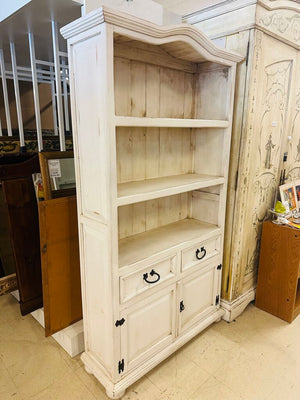 Farmhouse White Bookcase Cabinet 40x12x76