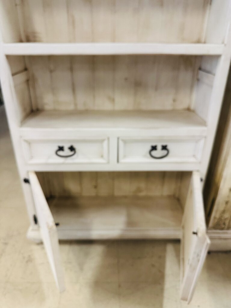 Farmhouse White Bookcase Cabinet 40x12x76