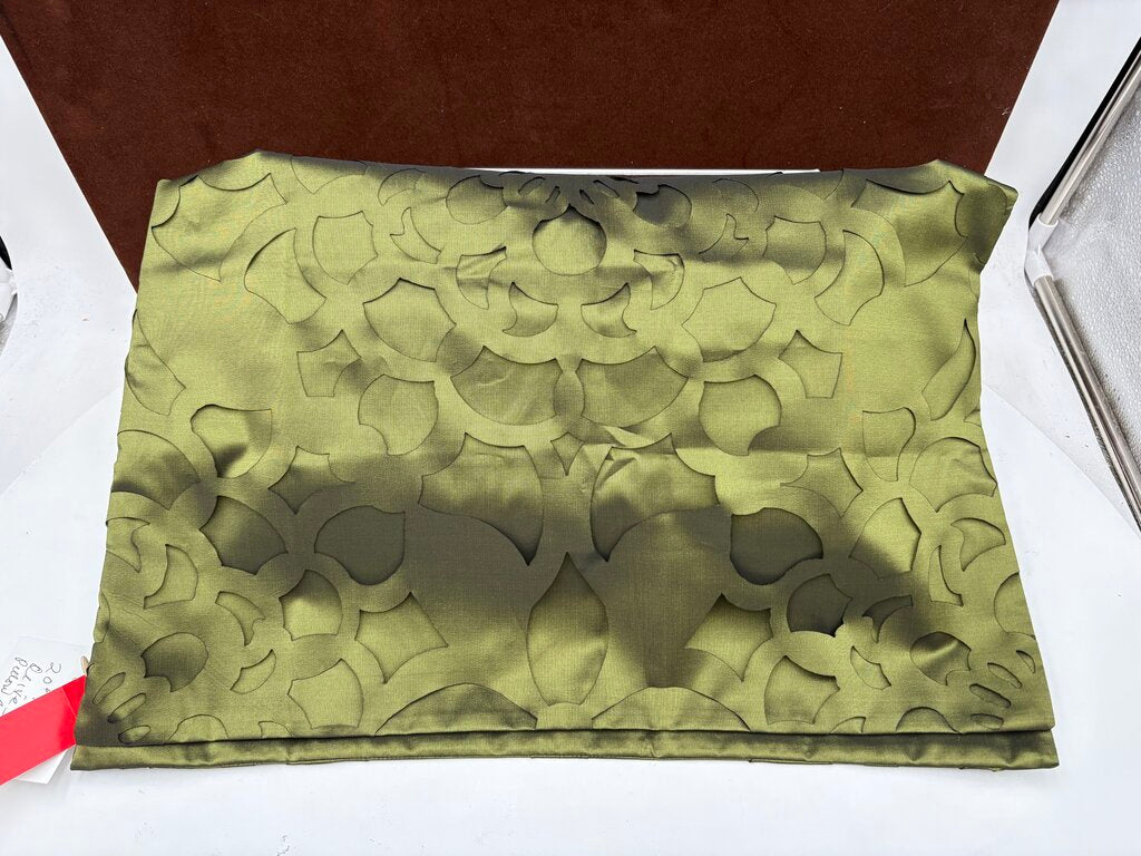 Ann Gish Olive Green Sheen Cutout Pattern Pillow Sham
