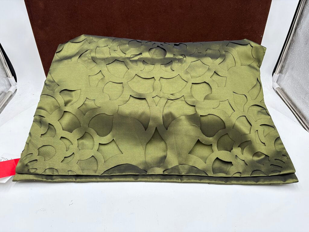 Ann Gish Olive Green Sheen Cutout Pattern Pillow Sham