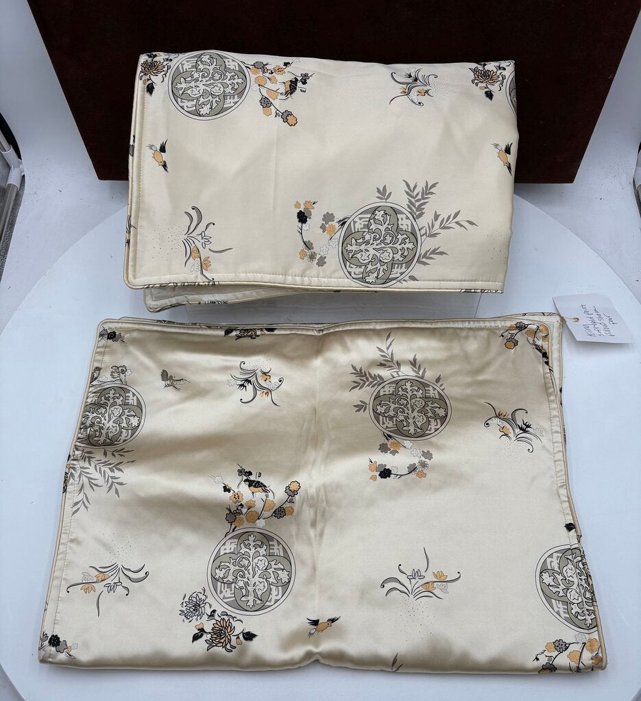 Xueyaer Trading Co. Soft Golden Silk Floral Bird Pattern Pillow Shams (PAIR)