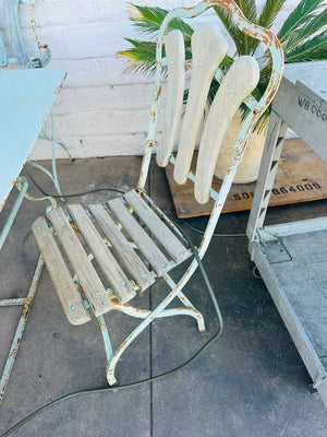 French Patio Metal & Wood Dining Set (table + 6 chairs ) 43x55