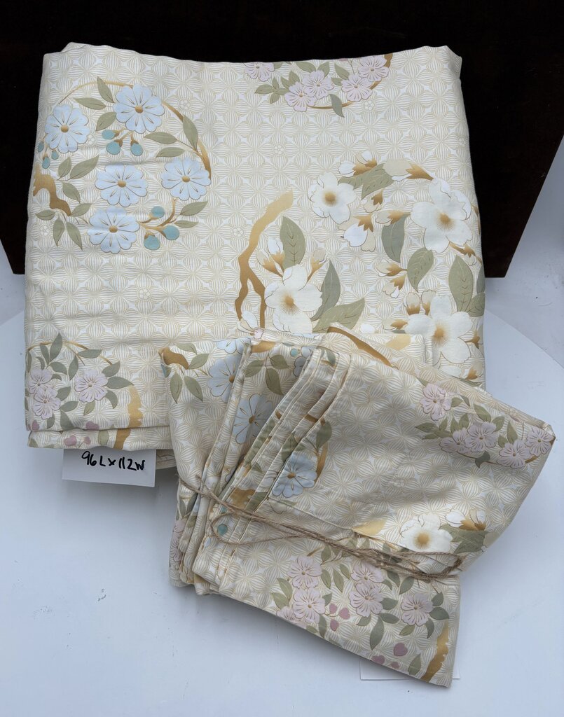 Sferra Italy Floral Butter Print Coverlet & Pillow Sham Bed Set (4Pcs)