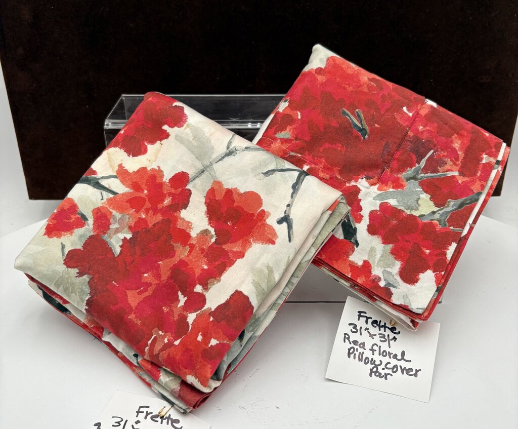 Frette Italy Japanese Style Red Floral Pillow Shams (PAIR)