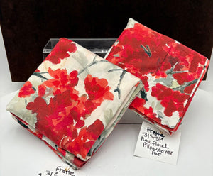Frette Italy Japanese Style Red Floral Pillow Shams (PAIR)