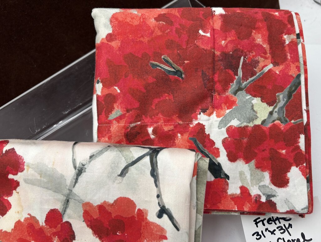 Frette Italy Japanese Style Red Floral Pillow Shams (PAIR)