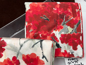 Frette Italy Japanese Style Red Floral Pillow Shams (PAIR)