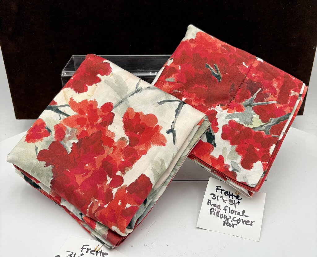 Frette Italy Japanese Style Red Floral Pillow Shams (PAIR)