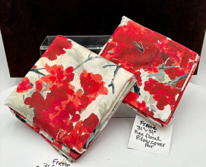 Frette Italy Japanese Style Red Floral Pillow Shams (PAIR)