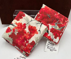 Frette Italy Japanese Style Red Floral Pillow Shams (PAIR)