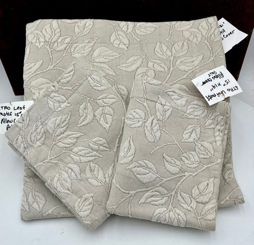 Ygle Germany Beige Leaf Motif Pillow Sham Set (3pcs)