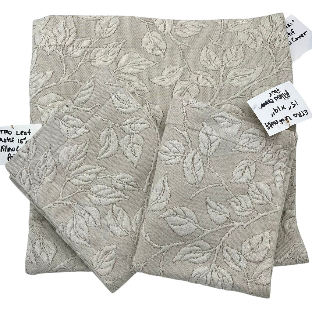 Ygle Germany Beige Leaf Motif Pillow Sham Set (3pcs) by Miss Daisy's Consignment & Auction House